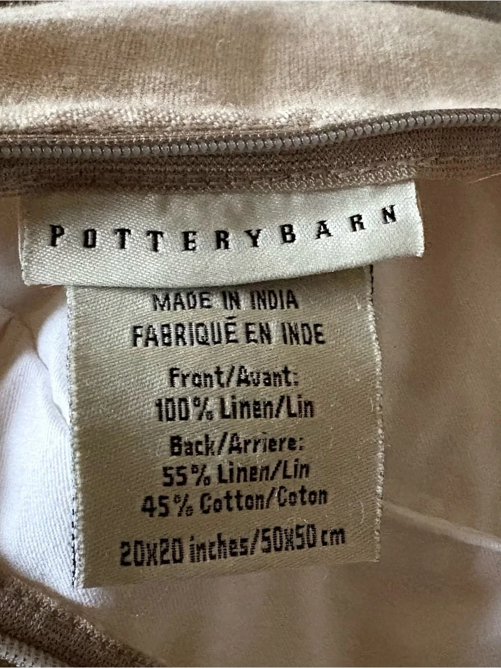 Pottery Barn Cream Linen Cotton Throw Pillows